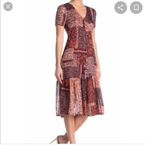 Nanette Lepore Midi Dress In Sangria Size 8